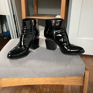 Alexander Wang patent leather rose gold ankle boots